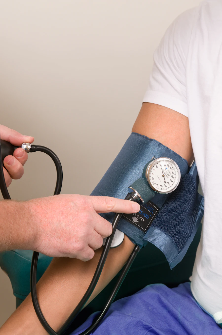 Blood pressure being measured