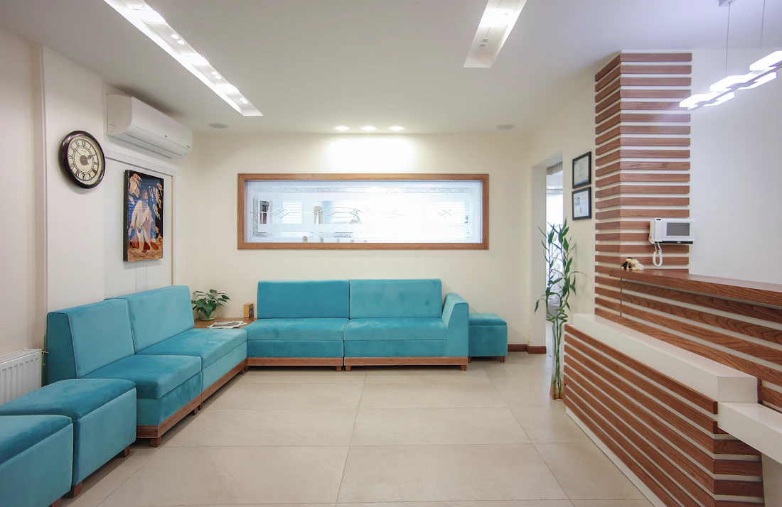 Bright clinic waiting area