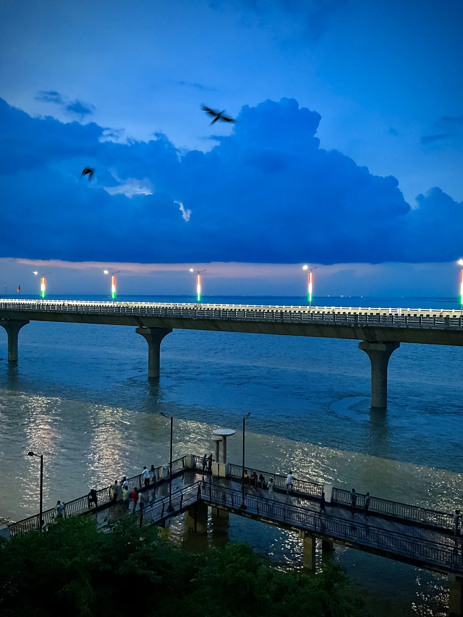 Ganga bridge at Patna in the evening